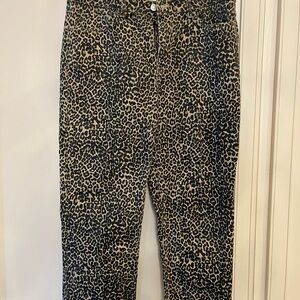 Mango Leopard Print Jeans - Black and Tan